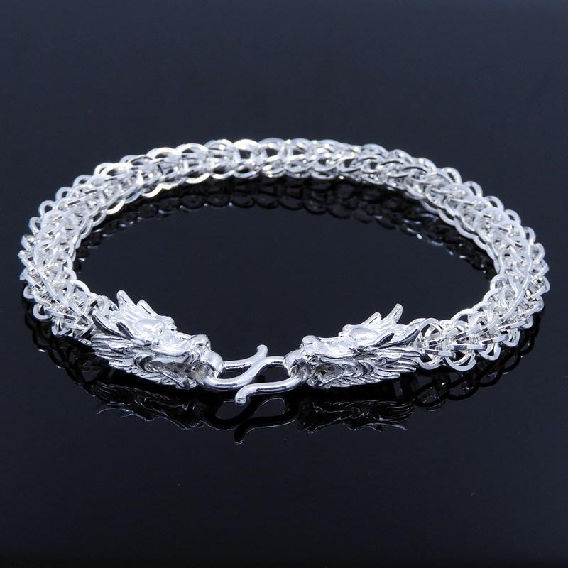 ブレスレット メンズ シルバー990 銀製 龍頭 竜 ドラゴン ハンドメイド 手作り 幾何学模様 アマゾン ウィッシュ 中国結び 清潔感(x20)