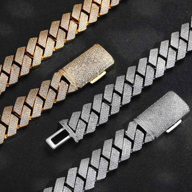 ネックレス メンズ キューバチェーン 20mm ジルコニア 菱形 幅広 ごつめ 太め ヒップホップ ストリート ラッキーアイテム 男性用 アクセサリー 白金 ゴールド|LINEAR shop