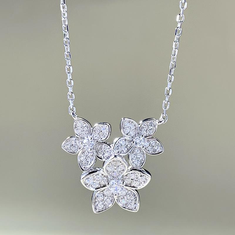 ネックレス S925 シルバー 花柄 ペンダント 十字チェーン 41cm~50cm アレルギー対応 銀 OL 通勤 通学 アクセサリー 男女兼用|LINEAR shop