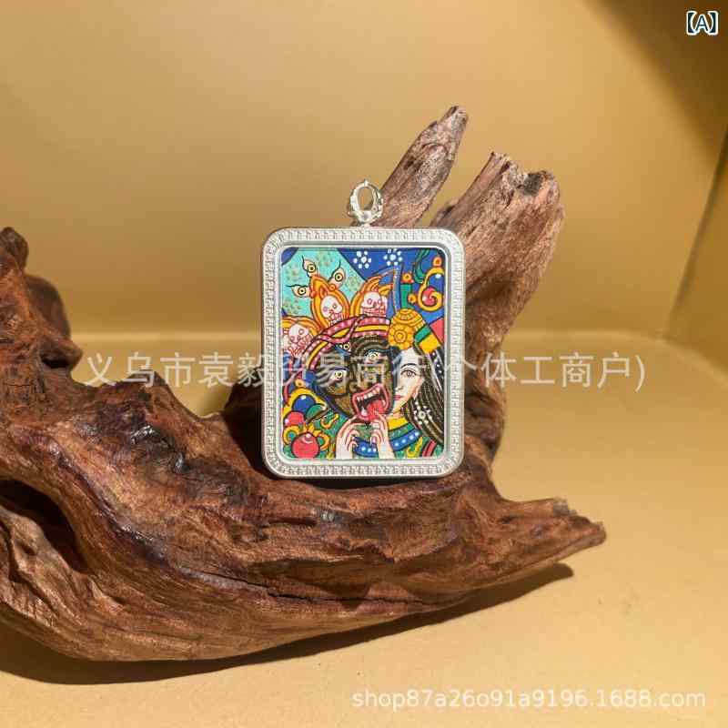 ネックレス レディース メンズ チタン鋼 ・峡?盒 財神 お守り ペンダント 手作り チベットロープ 吉祥柄 エスニック アジアン テイスト 文芸 レトロ(x2)｜LINEAR shop
