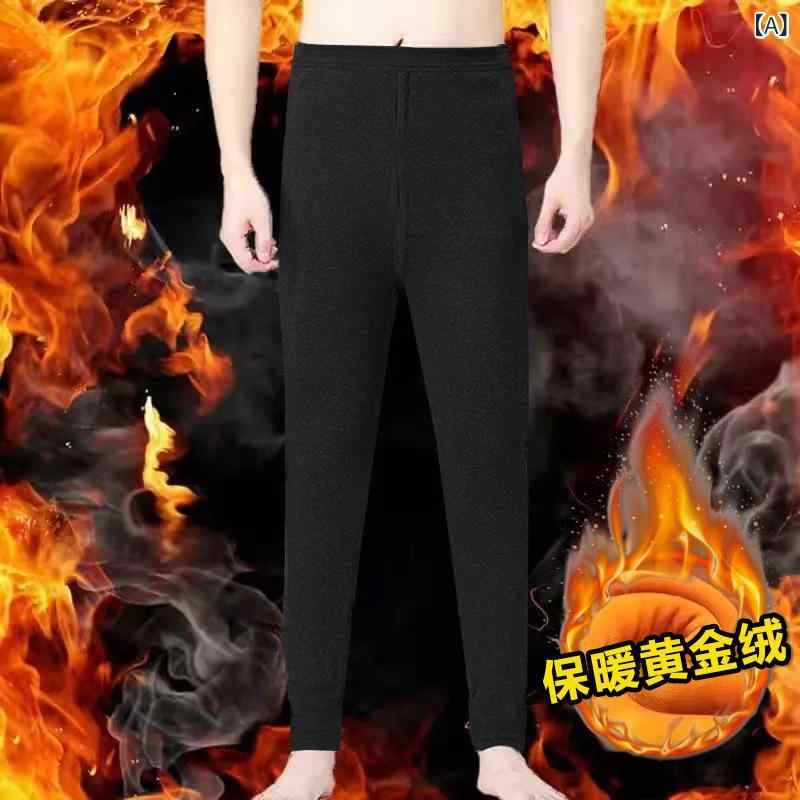 ズボン メンズ 男性用 防寒インナー タイツ あったか 裏起毛 レギンス スキニー 秋冬 厚手 黒(x3)