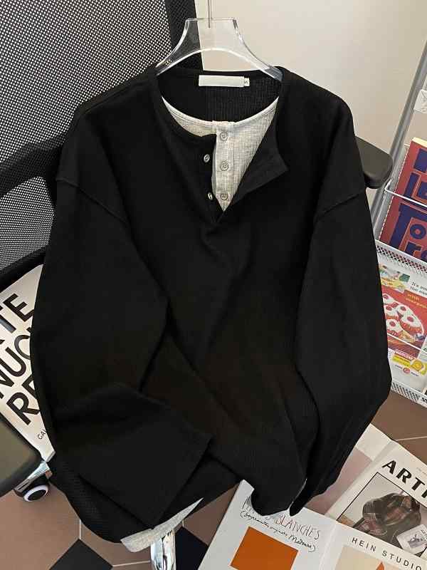 トレーナー メンズ 長袖 プルオーバー スウェット 配色 切り替え 薄手 ゆったり スポーツ カジュアル ウェア 春秋