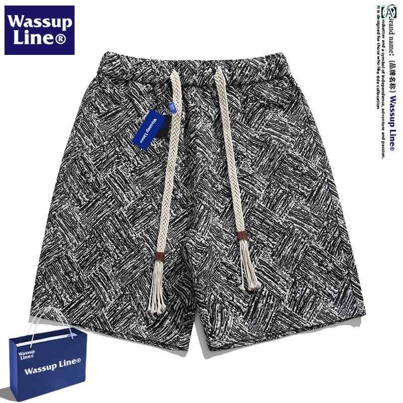 ライン ショートパンツ メンズ 夏 おしゃれ ジャカード ゆったり ストリート カジュアル ビーチ アウトドア 男性 柄 ショーツ ズボン