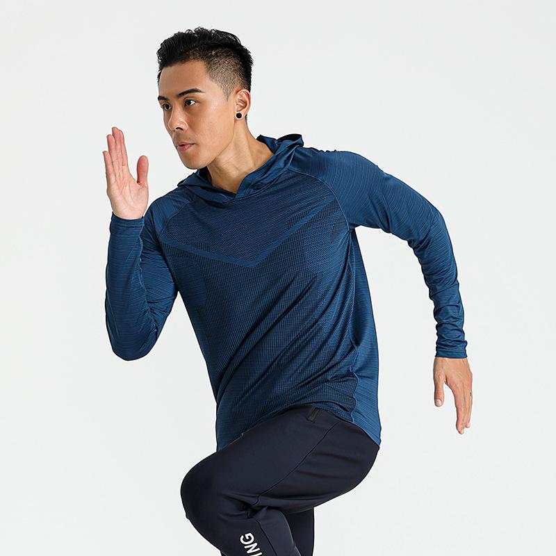 Tシャツ メンズ 男性用 長袖 秋物 ランニングウェア 速乾 接触冷感 伸縮性 バスケットボール アンダーシャツ フード付き スポーツ トレーニング ウェア