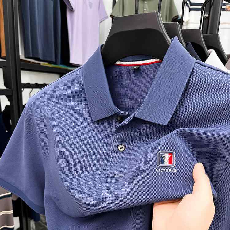 ポロシャツ 男性用 綿 シルケット加工 長袖Tシャツ 接触冷感 伸縮性 翻襟 紳士 ビッグシルエット 黒 白 デニムブルー