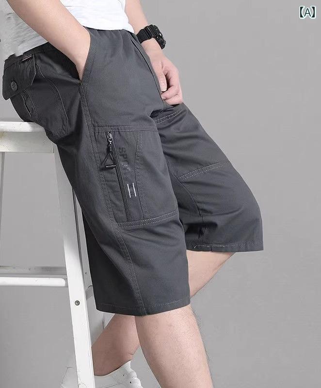 夏 メンズ クロップドパンツ 綿織物 遊撃手 ゆったり 心地好い 細工物御召しもの 馬鹿でかい大いさ 成人男性用 今めかしい 無地 隠し