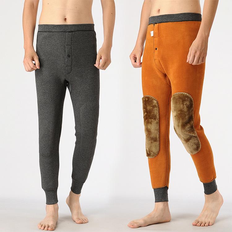 メンズ パンツ 男性用 裏起毛 暖パン 厚手 防寒 ズボン 冬用 コットン レギンス スパッツ ひざ当て付き 無地｜LINEAR shop