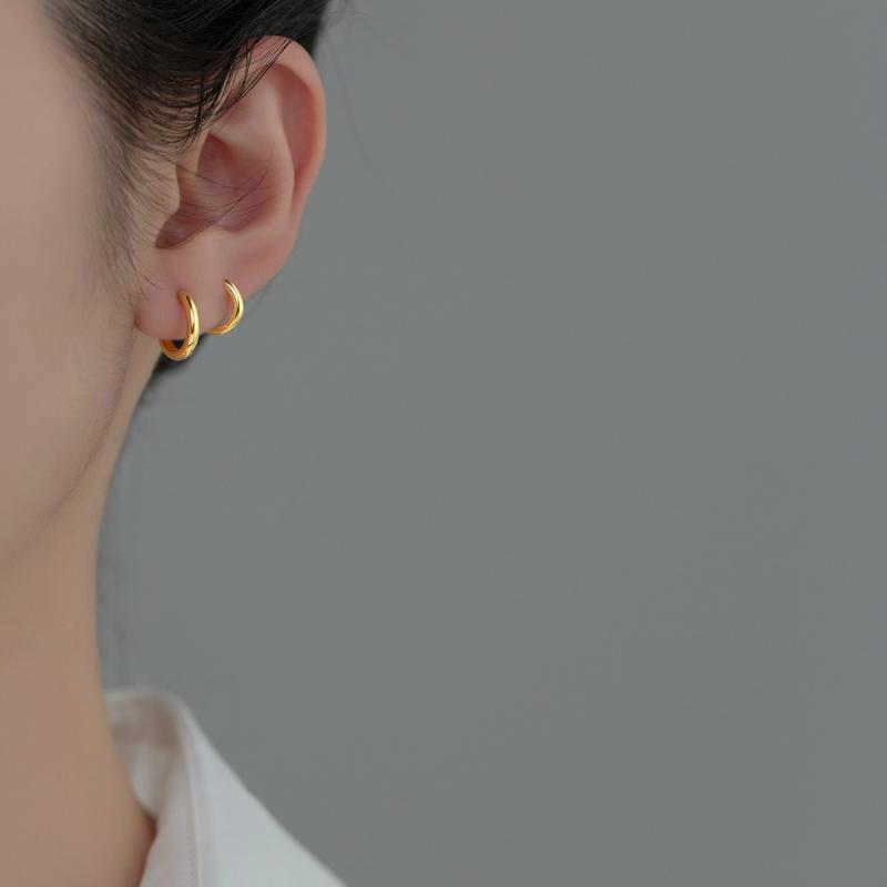 ピアス 男女兼用 S925 シルバー リングピアス フープピアス シルバー ゴールド 幾何学型 アクセサリー 精工 シンプル かわいい1