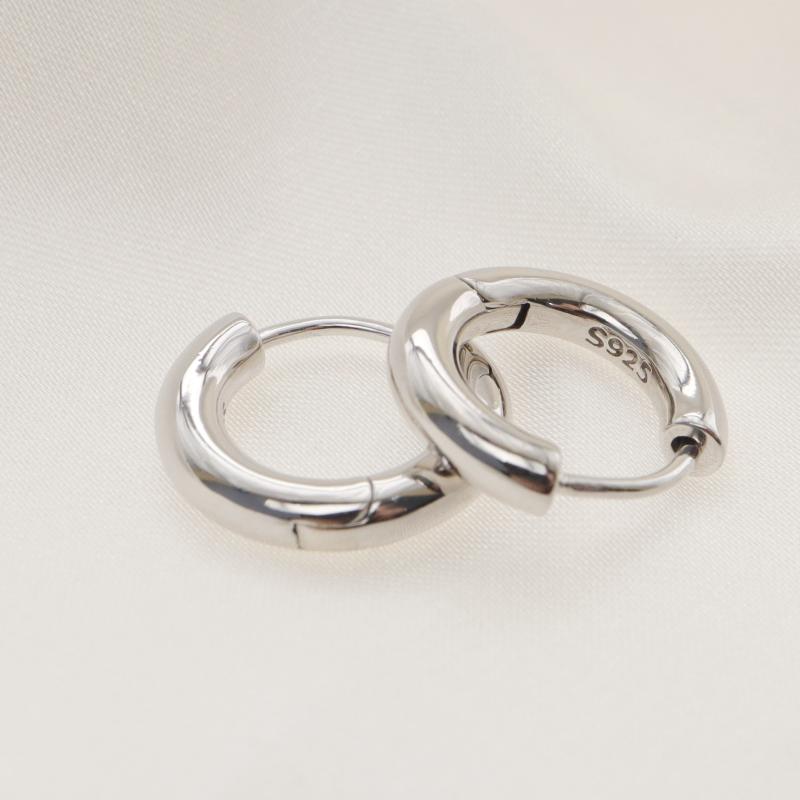 ピアス メンズ レディース シルバー925 フープピアス 中折れ式 男女兼用 ユニセックス 対応 小さめ シンプル 普段使い シルバー ゴールド ブラック1