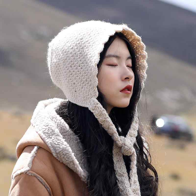 ニット帽 レディース 秋冬 防寒 あったか ウール 帽子 かわいい リボン付き おしゃれ 小顔効果 無地 ブルー ブラック ホワイト グレー ベージュ レッド(x2)