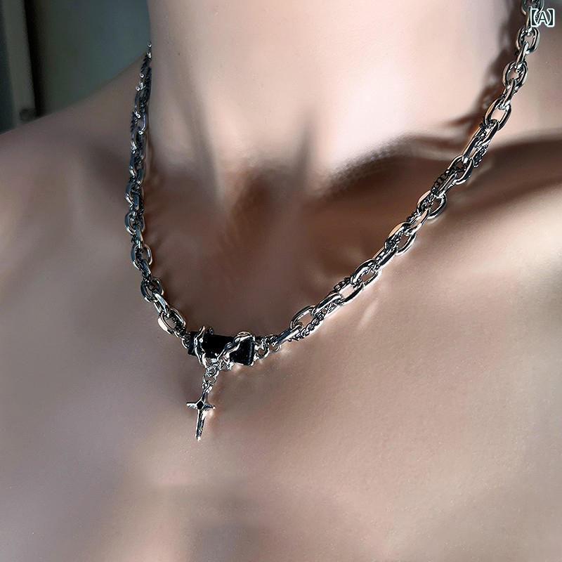 ネックレス メンズ ニッチ ヒップホップ 巻き スタッキング クール ストリート 鎖骨 チェーン ペンダント アクセサリー.オシャレ