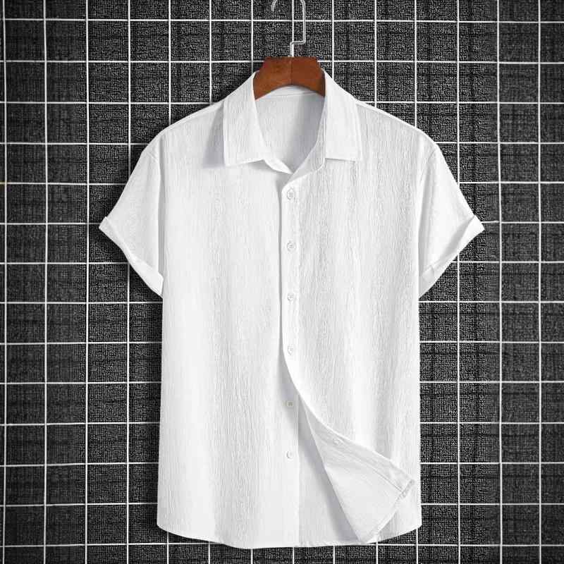 プルオーバー メンズ 半袖 薄っぺら 成人男性用 成人男性服 トップス か細い手合い 無地 高見せかけ 心地よい 通い用 黒いこと 白いこと系 春夏