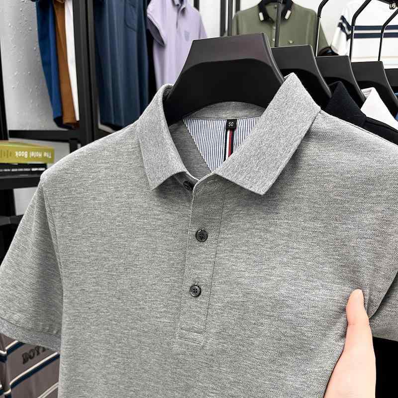 Tシャツ メンズ 半袖 コットン 薄手 襟付き ポロシャツ 無地 ビジネス カジュアル トップス ホワイト 浅灰 湖藍 オレンジ ネイビー ブラック グレーグリーン(x2)