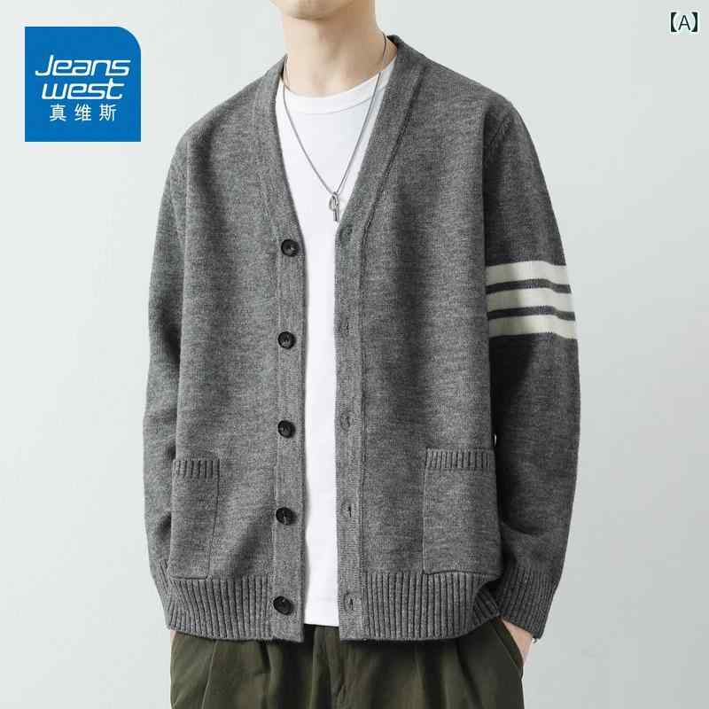春 / 秋 V素っ首 編み物ジレー メンズ 上衣 スウェーター 韓国 心地好い.カラフルカラーオシャレシンプルスタイル