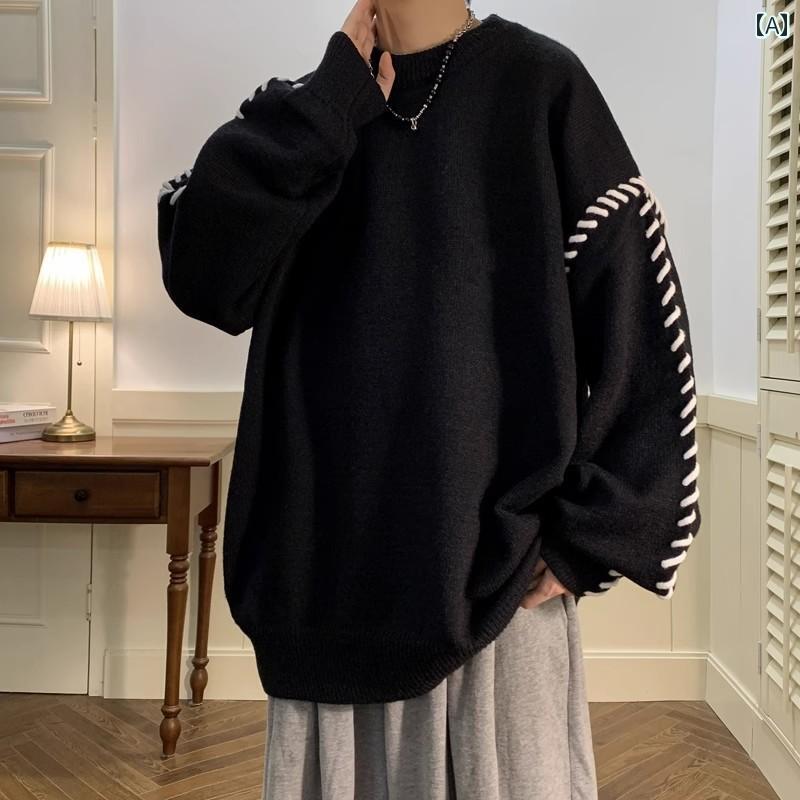 プラスサイズ 300ポンド 秋冬 スタイル セーター メンズ 服 カジュアル ルーズ ラウンドネック ニット トップ 2.オシャレ