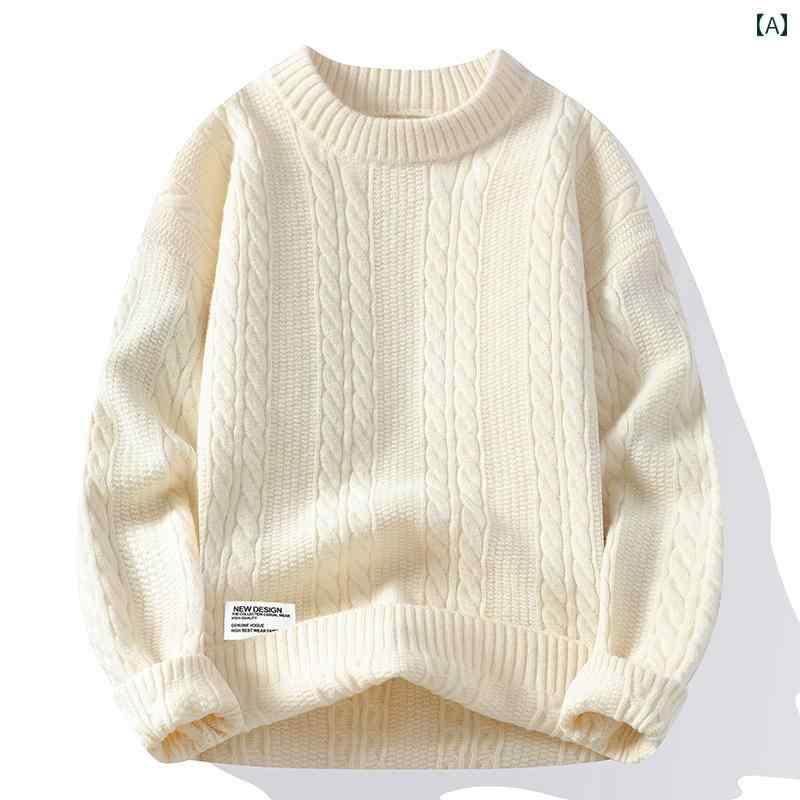メンズ用 フリース 裏地 付き 厚手 ツイスト ニット セーター 年 秋冬 スタイル 豪華 メンズインナー ニットウェア.オシャレ 6,284円