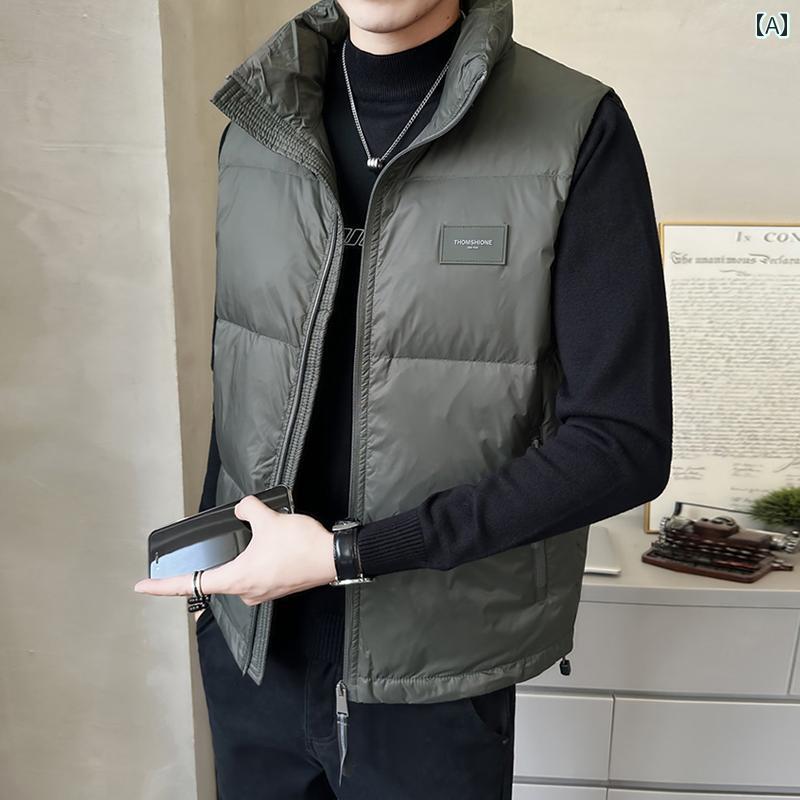 ダウン ベスト ジャケット メンズ 秋冬 スタンド 暖かい アウター用.カラフルカラーオシャレシンプルスタイル男性用
