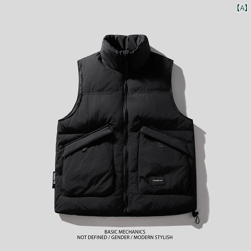 メンズ アウトドア 作業服 ダウン ベスト 秋冬 暖かい ジャケット カップル アウターウェア.カラフルカラーオシャレ