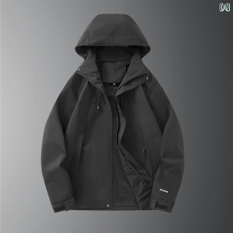 マウンテンパーカー 男女兼用 取り外し可能フード付き アウトドア 登山ウェア スポーツジャケット 撥水 防風 春秋 ブラック ピンク系 グリーン アイボリー ブルーグレー XXS XS S M L XL XXL XXXL