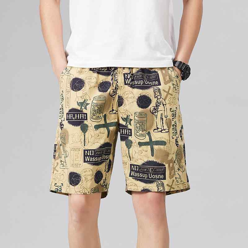 ハーフパンツ 男性用 ゆったり リラックス 綿 コットン ウエストゴム プリント柄 カジュアル カーキ イエロー グリーン ブルー ネイビー レッド L XL 2XL 3XL 4XL 5XL