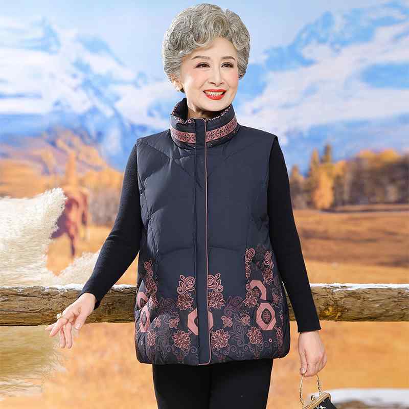 ベスト レディース 祖母 ダウン あったか 裏起毛 シニア チョッキ おばあちゃん 冬服 アウター 上着 羽織り 防寒着 部屋着 パープル レッド ネイビー