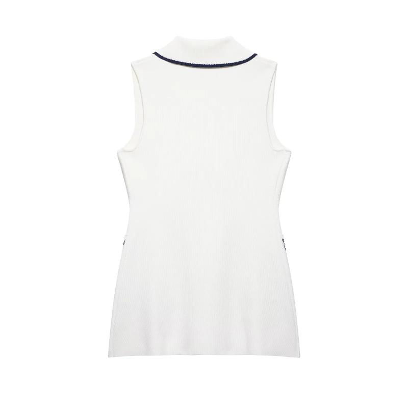 ベスト レディース 撞色 ダブルボタン ニット スリムフィット ノースリーブ 欧美風 ストリート 普段使い 4,909円