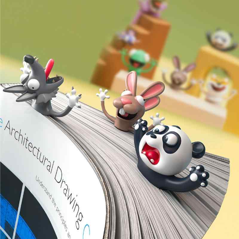 95 mi オレンジ 3D 動物 ブック マーク パンダ フラットな大きな 悪い オオカミ 小学生 おしゃれ で かわいい 文房具 面白の 読書 ギフト