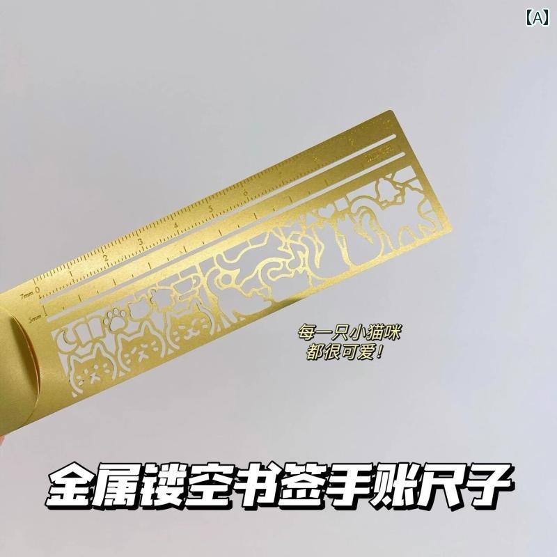 金属製 猫 ブック マーク テンプレート 定規 かわいい カレンダー ハンドブック 多機能 メモ ポータブル.カラフルカラーオシャレ