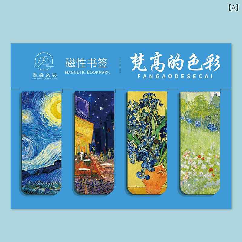 ゴッホの 油彩 磁石 読みもの 見澄ます 4枚 ミュシャ モネの 浮世 絵 神品 文房具 大学生で 愛くるしい 冷蔵 庫用.オシャレ