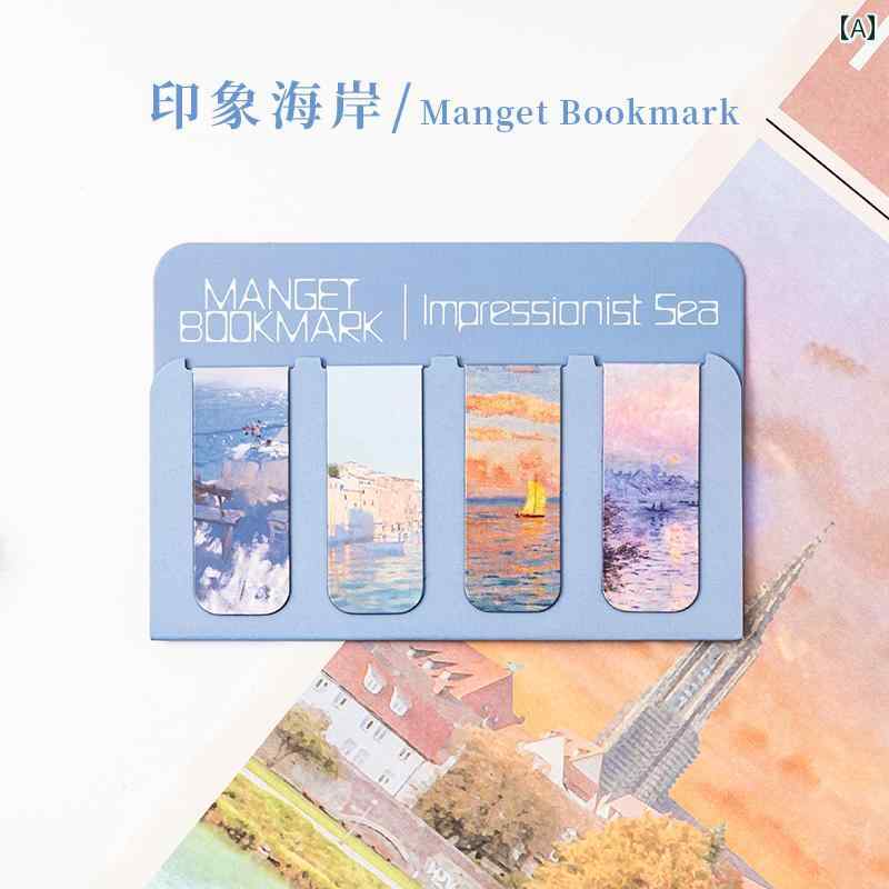 おしゃれで 芸術的な レトロ 磁気 ブック マーク 学生や 子供の 読書用 クリップ ラベル.カラフルカラーオシャレシンプルスタイル