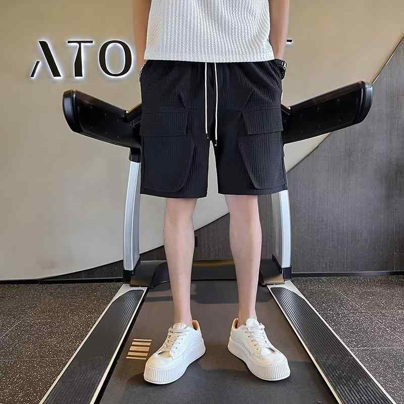 ハーフパンツ 男性用 ワークパンツ カーゴパンツ ゆったり 接触冷感 吸湿速乾 ポリエステル ブラック ホワイト カーキ