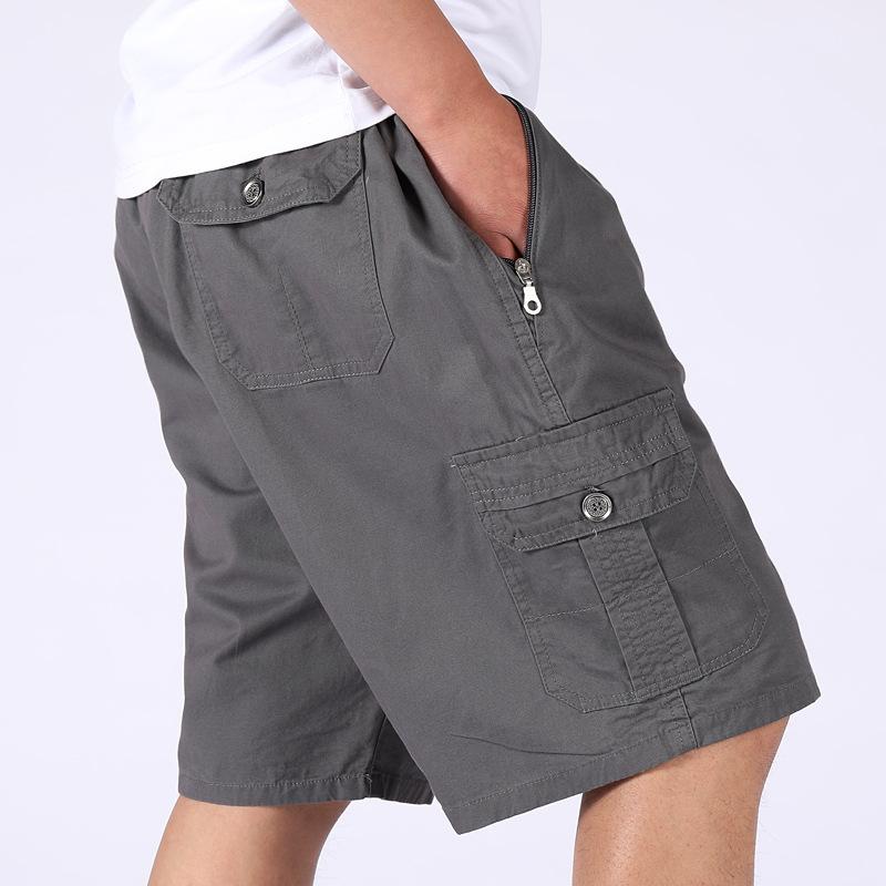 ハーフパンツ 男性用 コットン 薄手 ルーズフィット ストレート 5分丈 カジュアル スポーツ ワークパンツ ミリタリー ブラック グレー カーキ L XL 2XL 3XL 4XL 5XL