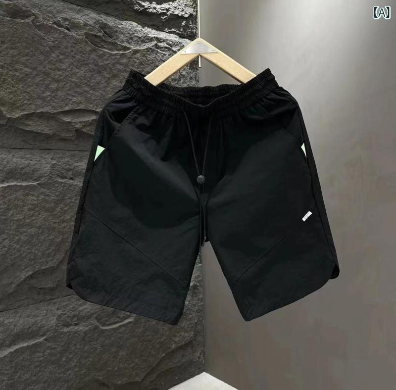 ハーフパンツ メンズ 男性用 薄手 接触冷感 通気性 ストレート ゆったり 5分丈 普段使い リラックス 部屋着 聚??? 黒 白 ピンク系 カーキ