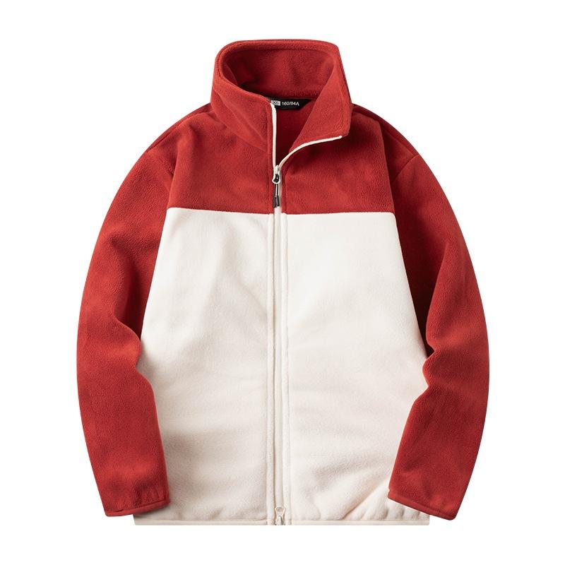 フリースジャケット 男女兼用 登山服 秋冬 防寒 保温 ポリエステル アウトドア ウェア 立襟 フルジップ 黒 白 グレー カーキ 赤 蛍光グリーン