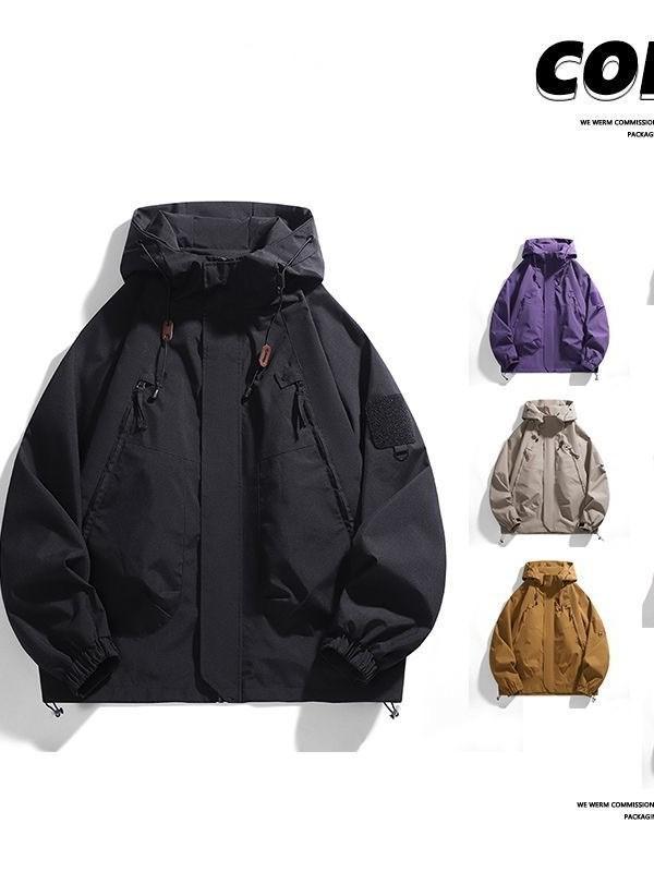 ジャケット 男性用 マウンテンパーカー 防水 防風 アウター 多機能 登山 ウェア アウトドア ワークウェア ブラック カーキ 蛍光イエロー ブラウン S M L XL 2XL 3XL