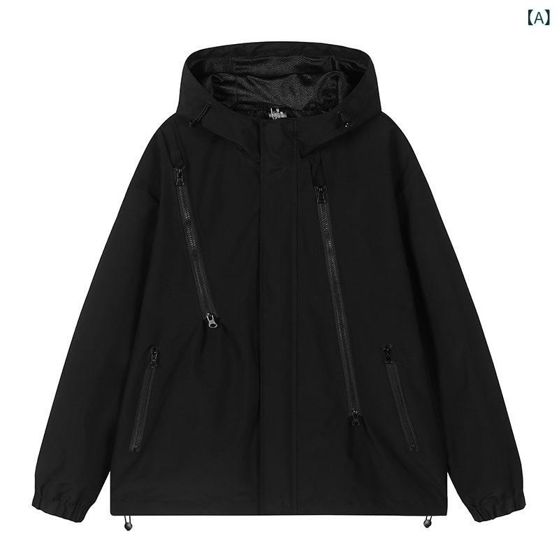 マウンテンパーカー メンズ 防風 撥水 ジャケット アウトドア 登山ウェア フード付き ブルゾン ジャンパー 男性用 春秋 薄手 釣り ウェア スポーツウェア