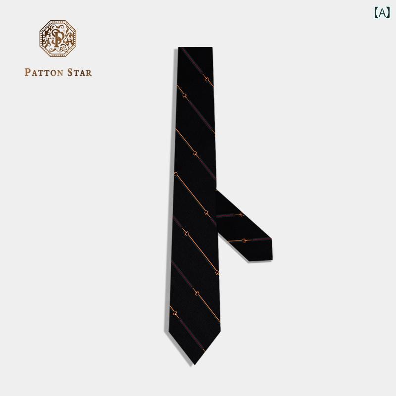 PATTON STAR パッ米トン はやりっ子 黒いこと 縞模様 タイ メンズ用 フォーマル 商行為 絹地 青碧 薄墨色
