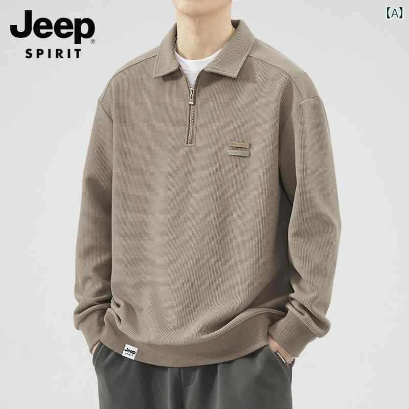 ポロシャツ スウェット メンズ 秋冬 ゆったり トップス 長袖 ラペル Tシャツ プラスベルベット 暖かい 無地 プルオーバー フードなし