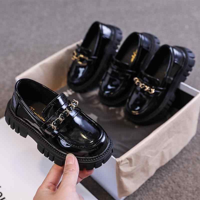 靴 子供用 ローファー 春秋 厚底 フォーマル シューズ 男の子 女の子 黒 ブラック 金属 普段使い 通学 履きやすい 滑り止め1