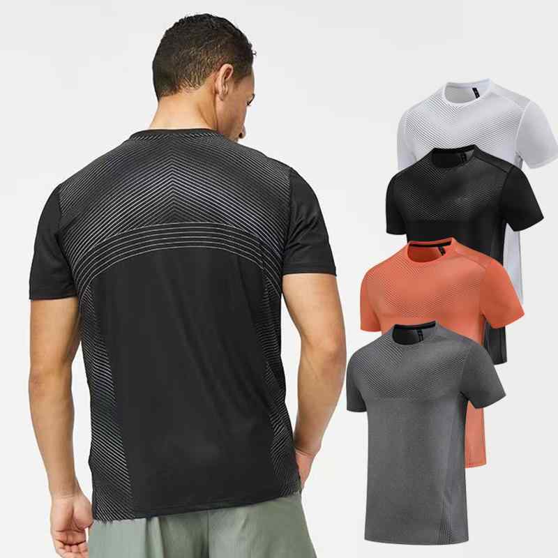 Tシャツ 男性用 ヨーロッパ風 速乾性 スポーツ カジュアル トップス トレーニング ランニング ウェア ジム フィットネス 半袖 丸首 ポリエステル ホワイト ブラック オレンジ グレー1