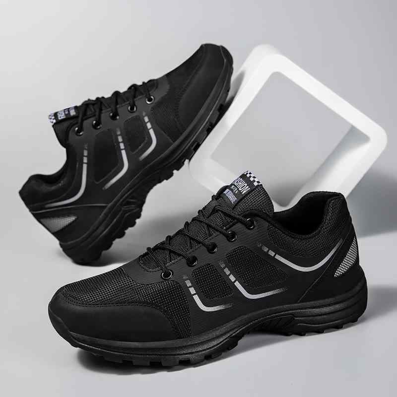 トレーニングシューズ 男性用 ブラック 軽量 通気性 登山 ランニング 普段使い スポーツ カジュアル 平底 春1