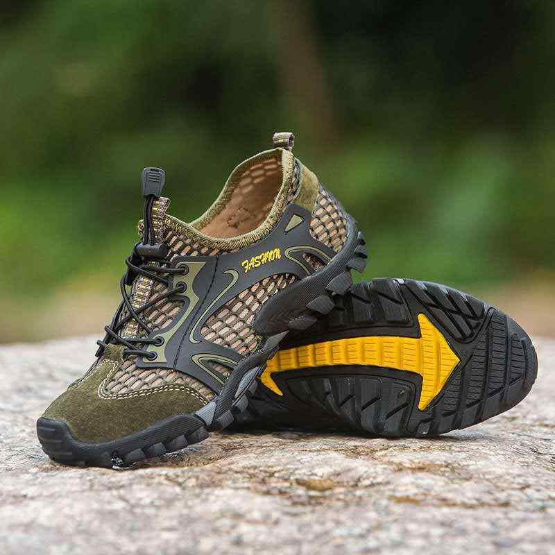 トレッキングシューズ 男性用 アウトドアシューズ マラソン ランニングシューズ スポーツ 登山靴 釣り 沢登り 大きいサイズ 通気性 滑り止め ローカット 黒 茶色 緑 グレー