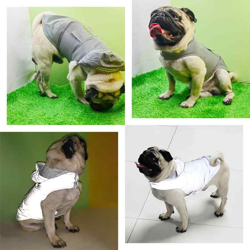 犬用レインコート 大型犬 中型犬 ペット用雨具 防水 防風 フード付き リフレクター付き ポリエステル 銀灰色1