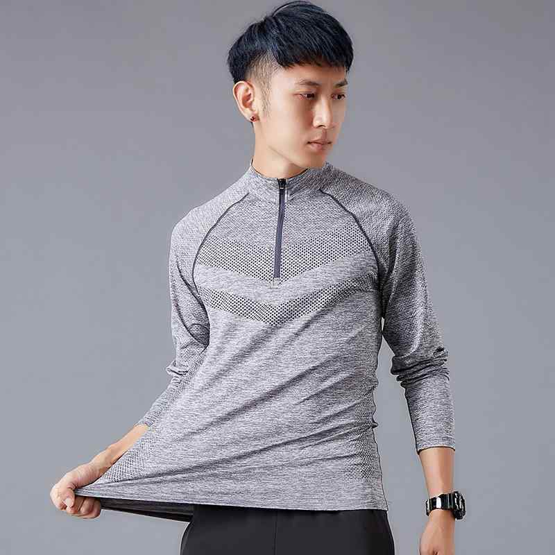Tシャツ メンズ 男性用 長袖 スポーツウェア トレーニングウェア ジムウェア ランニングウェア バスケットボール 伸縮性 ポリエステル 春秋 グレー ライトブルー ダークブルー