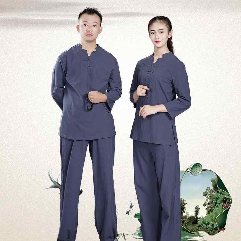 ヨガウェア レディース メンズ 太極拳 瞑想服 禅修服 茶道 漢服 セットアップ 綿麻 リネン 通気性 吸湿性 ゆったり 7分袖 9分袖 S M L XL XXL XXXL 4XL 5XL 6XL 白 ホワイト ベージュ カーキ グレー ピンク パープル