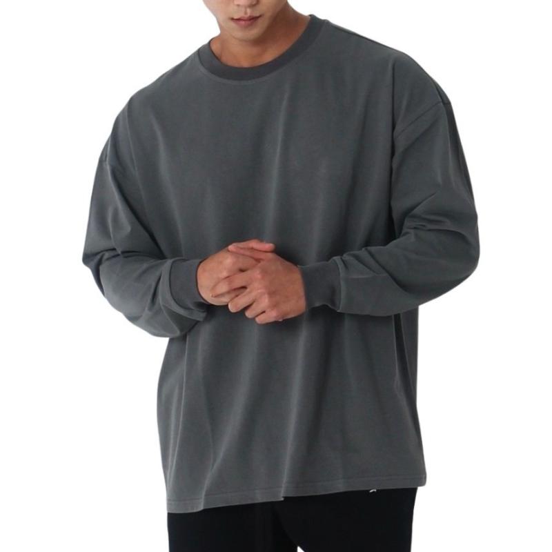 Tシャツ 男性用 トレーニングウェア 長袖 薄手 スポーツウェア ジム 部屋着 ランニングウェア 普段使い 綿 ブラック ホワイト グレー カーキ