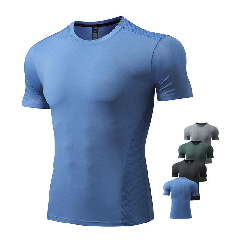 Tシャツ 男性用 春夏 接触冷感 吸湿速乾 スポーツウェア トレーニングウェア ランニング ウェア 運動着 半袖 無地 野球 普段使い グレー ブルー1