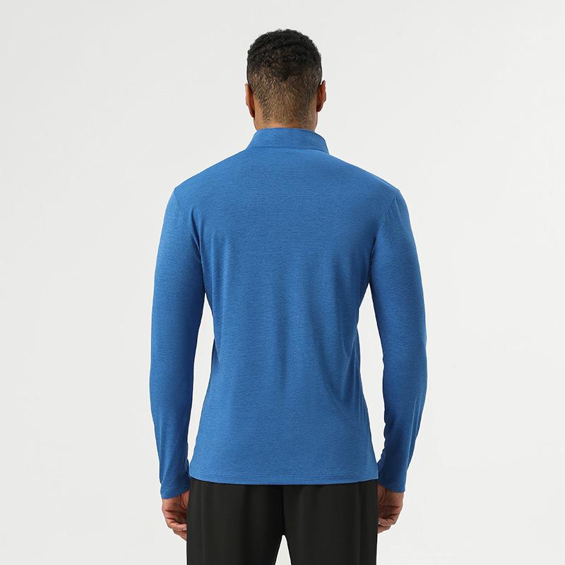 Tシャツ メンズ 男性用 長袖 スポーツウェア 吸湿速乾 トレーニングウェア ランニング ウェア 立襟 ハーフジップ 接触冷感 登山 春秋 グレー ブルー パープル