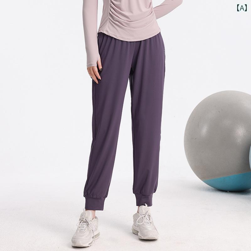 スポーツパンツ レディース 春夏 束脚パンツ ヨガパンツ トレーニングパンツ アウトドア レジャー 速乾性 紫外線対策 伸縮性 ポリエステル パープル ブラック グレー ブルー