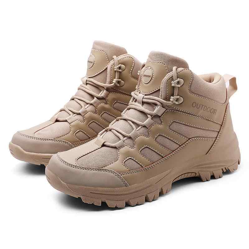 登山靴 メンズ 男性用 アウトドア トレッキングシューズ ミドルカット 滑り止め 砂漠 ブーツ ハイキング キャンプ 撥水 防寒 ブラック ベージュ1